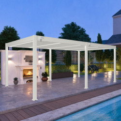 Pergola bioclimatique autoportante en alu blanc 4x6m Ombrea