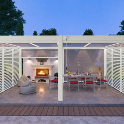 Pergola bioclimatique autoportante en alu blanc 4x6m Ombrea