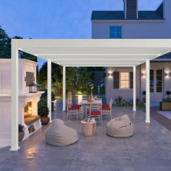 Pergola bioclimatique autoportante en alu blanc 4x6m Ombrea