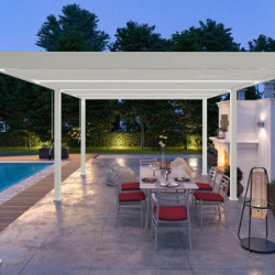 Pergola bioclimatique autoportante en alu blanc 4x6m Ombrea