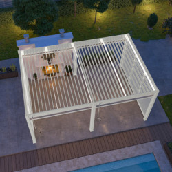 Pergola bioclimatique autoportante en alu blanc 4x6m Ombrea
