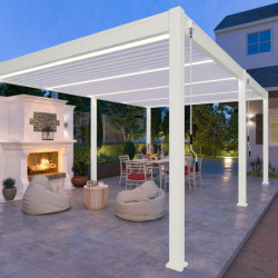 Pergola bioclimatique autoportante en alu blanc 4x6m Ombrea