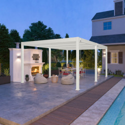 Pergola bioclimatique autoportante en alu blanc 4x6m Ombrea