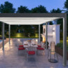Pergola bioclimatique autoportante en alu anthracite - lames blanches - 4x6m Ombrea