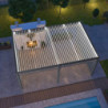 Pergola bioclimatique autoportante en alu anthracite - lames blanches - 4x6m Ombrea