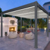 Pergola bioclimatique autoportante en alu anthracite - lames blanches - 4x6m Ombrea
