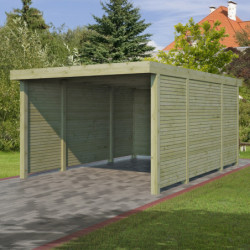 Carport Qube 15,65m² en bois traité autoclave et parois en bois – Gardenas