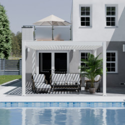Pergola bioclimatique autoportante en alu blanc 4x4m - motorisée - Ombrea