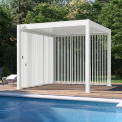 Panneau latéral 1m blanc à ventelles verticales - OMBREA