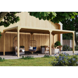Pergola en bois massif 10,24m² Cubus avec 1 extension – Karibu