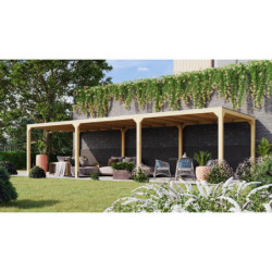 Pergola en bois massif 10,24m² Cubus avec 2 extensions – Karibu