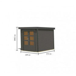 Abri de jardin en bois gris terre 19mm - coins en acier gris anthracite - 4,45m² Jupiter B – Karibu