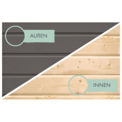 Abri de jardin en bois gris terre 19mm - coins en acier gris anthracite - 4,45m² Jupiter B – Karibu