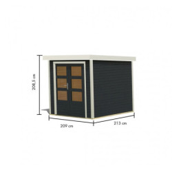 Abri de jardin en bois gris anthracite 19mm - coins en acier blanc - 4,45m² Jupiter C – Karibu