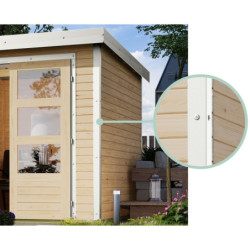 Abri de jardin en bois gris anthracite 19mm - coins en acier blanc - 4,45m² Jupiter C – Karibu