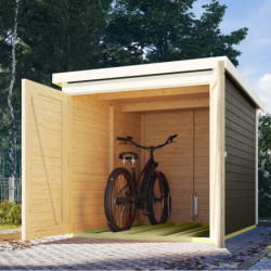 Abri à vélos en bois gris terre 3,4m² - pour 3 vélos - Karibu