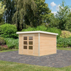 Abri de jardin en bois brut 28mm - acier blanc - 7,34m² Pluto A – Karibu
