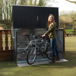 Abri à vélos en métal gris anthracite 1,74m² avec rampe et kit d'ancrage - TRIMETALS