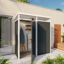 Abri de jardin modulaire isolé 2x1m anthracite et blanc - plancher inclus - Everbox