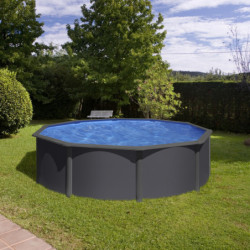Piscine hors sol Juni ronde en acier gris anthracite Ø370xH132cm – Gré