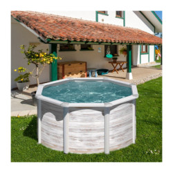 Piscine hors sol Finlande ronde en acier aspect nordique Ø260xH122cm – Gré