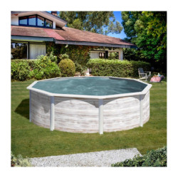 Piscine hors sol Finlande ronde en acier aspect nordique Ø370xH122cm – Gré