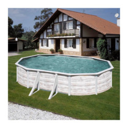 Piscine hors sol Finlande ovale en acier aspect nordique 527x327cm – Gré