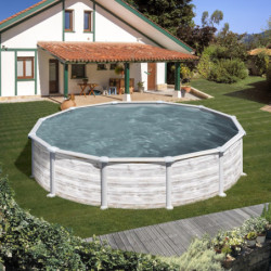 Piscine hors sol Groenland ronde en acier aspect nordique Ø570xH132cm – Gré