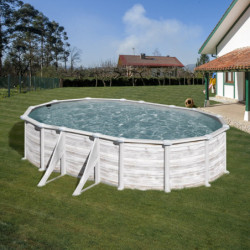 Piscine hors sol Groenland ovale en acier aspect nordique 634x399cm – Gré