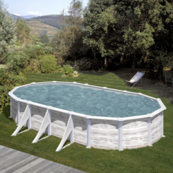 Piscine hors sol Groenland ovale en acier aspect nordique 744x399cm – Gré