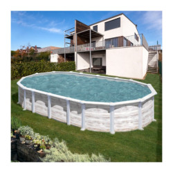 Piscine hors sol Islande ovale en acier aspect nordique 634x399cm – Gré