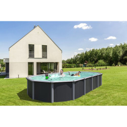 Piscine hors sol ovale OSMOSE 760x395x132cm en acier galvanisé anthracite – Trigano