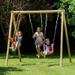 Portique en bois traité H.230cm - 2 balançoires + 1 face à face DARIFOU - Trigano Jardin
