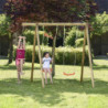 Portique en bois traité H.230cm - 2 balançoires + 1 échelle de corde TIRIDOU - Trigano Jardin