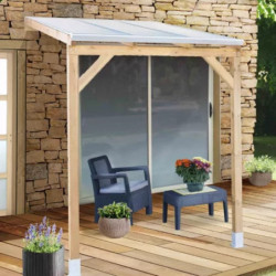 Toit de terrasse 300x200cm en bois et polycarbonate Couv’Terrasse® - Chalet et Jardin
