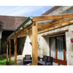 Toit de terrasse bois massif traité autoclave 300x300cm avec toit - Chalet et Jardin