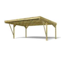 Carport double 30,9m² en bois autoclave Victor Design - Cerland