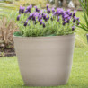 Pot en plastique recyclé Ecostone D.58xH.51cm couleur taupe - Megacollections