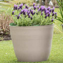 Pot en plastique recyclé Ecostone D.53xH.40cm couleur taupe - Megacollections