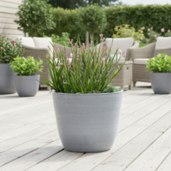 Pot en plastique recyclé Ecostone D.58xH.51cm couleur gris clair - Megacollections