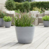 Pot en plastique recyclé Ecostone D.58xH.51cm couleur gris clair - Megacollections