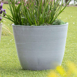 Pot en plastique recyclé Ecostone D.53xH.40cm couleur gris clair - Megacollections