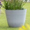 Pot en plastique recyclé Ecostone D.53xH.40cm couleur gris clair - Megacollections