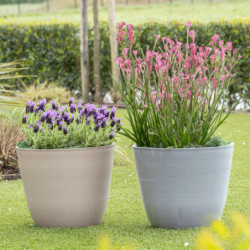 Pot en plastique recyclé Ecostone D.53xH.40cm couleur gris clair - Megacollections