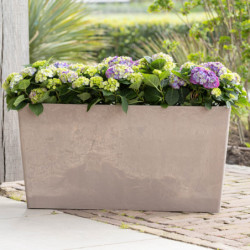 Jardinière en plastique recyclé Ecostone 100x32xH.49cm couleur taupe - Megacollections