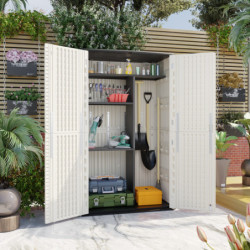 Armoire de jardin en résine beige - H.202cm - Jôbu