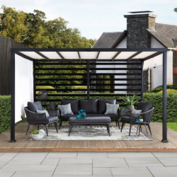 Pergola Oeta 304x372cm en acier thermolaqué noir - Sunjoy