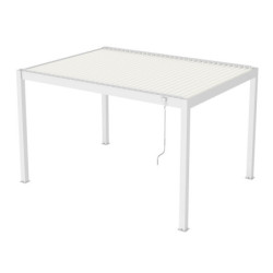 Pergola bioclimatique en aluminium blanc 300x400cm Star LED, ouverture manuelle – Océo by Proloisirs