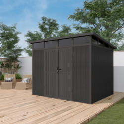 Abri de jardin en bois composite 19,2mm anthracite 5,95m² GORDON skylight - Woodlife Garden