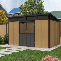 Abri de jardin en bois composite 19,2mm aspect bois 7,71m² WINSTON skylight - Woodlife Garden